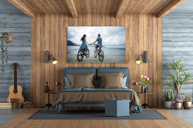 Dibond foto in slaapkamer.