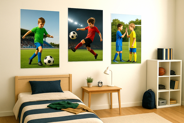 Fotoposters in jongenkamer
