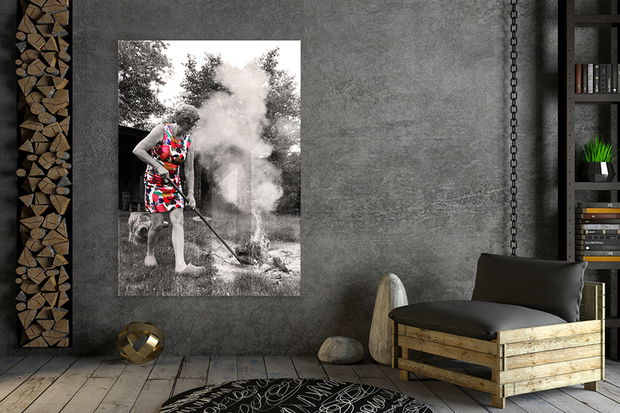 Grote plexiglas wanddecoratie woonkamer