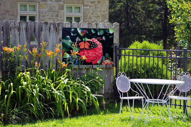 Tuinposter bloementuin terras
